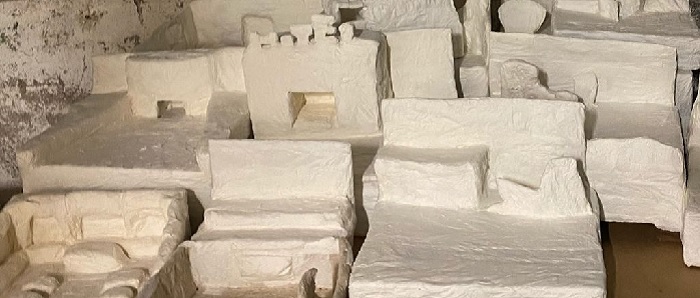 Storyboard aus Pappmaschee-Modellen